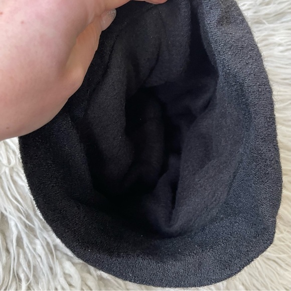 ARAE Black Freya Boiled Wool Polar Fleece Mongolian Fur Pom Pom Beanie Hat OS - Picture 7 of 8